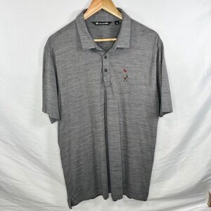 Travis Mathew‎ Golf Polo Heather Gray Embroidered Logo Moisture Wicking XL